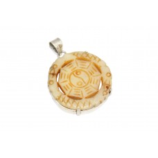 Handmade Pendant Women 925 Sterling Silver hand engraved natural yellow Stone